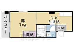 京都市営烏丸線 丸太町駅 徒歩4分の賃貸マンション 4階1DKの間取り