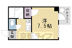 京都市営烏丸線 烏丸御池駅 徒歩4分の賃貸マンション 4階1Kの間取り