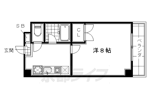 メルディアキューブ桃山 1303｜京都府京都市伏見区桃山町本多上野(賃貸マンション1K・3階・22.96㎡)の写真 その2