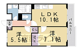 エスポアール西大路 2LDKの間取図画像