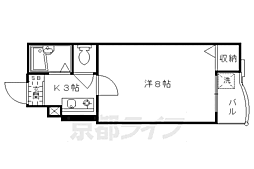 Accueil五条 1Kの間取図画像