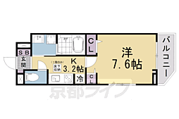 ヒカルサ京都山科大宅 1Kの間取図画像