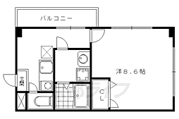 サンミッシェル北白川 1Kの間取図画像