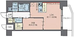 プレジオ川口ASIAN 3階1LDKの間取り