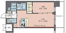プレジオ川口ASIAN 2階1LDKの間取り