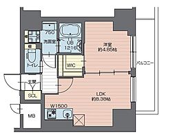 プレジオ西新井 12階1LDKの間取り