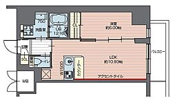 プレジオ西新井 9階1LDKの間取り