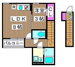 マミハイム 2階1LDKの間取り