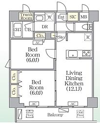 オルサス志村坂上 4階2LDKの間取り