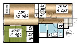 サンライズ97 3階2LDKの間取り