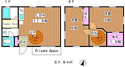 ONETREEHILL 2LDKの間取図画像