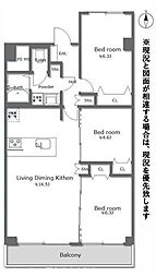 阪急東茨木白川高層住宅8号棟 3LDKの間取図画像