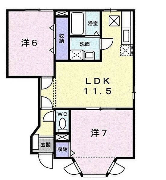 兵庫県姫路市飾西(賃貸アパート2LDK・1階・51.79㎡)の写真 その2