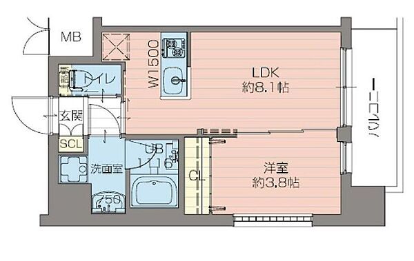 大阪府大阪市西淀川区御幣島２丁目(賃貸マンション1LDK・8階・30.15㎡)の写真 その2