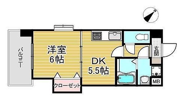 兵庫県尼崎市東園田町９丁目(賃貸マンション1LDK・5階・30.24㎡)の写真 その2