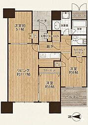 ドゥ・トゥールEAST棟 3LDKの間取図画像