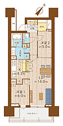 HARUMIFLAGPARKVILLAGEB棟 2LDKの間取図画像