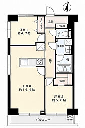 用賀マンション 2LDKの間取図画像
