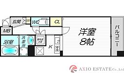 サンパティーク 10階1Kの間取り