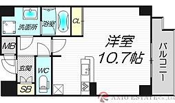 インザグレイス東三国 7階ワンルームの間取り