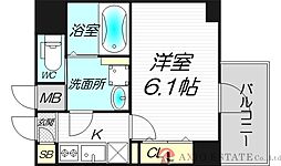 S-RESIDENCE新大阪Rish 7階1Kの間取り