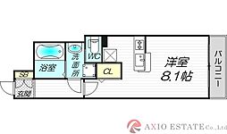 スワンズシティ新大阪 2階1Kの間取り