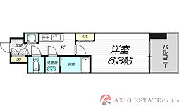 アドバンス新大阪ウエストゲート 2階1Kの間取り
