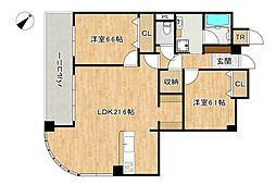 クレアウォーターマーク 2LDKの間取図画像