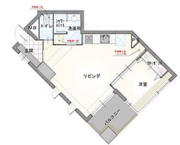 クレアウォーターマーク 1LDKの間取図画像