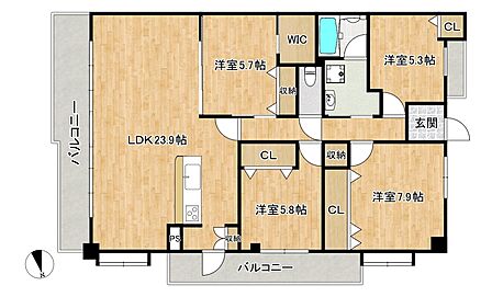105.27平米のゆとりのある広々とした4LDKタイプ