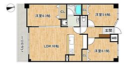 ロワールマンション西公園東 3LDKの間取図画像