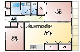 エクセル舞音  ｜ 大阪府茨木市北春日丘4丁目（賃貸マンション2LDK・2階・55.31㎡） その2