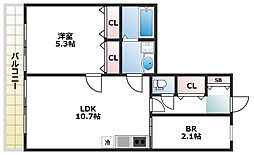 Gradito新石切 1SLDKの間取図画像