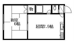 札幌市営東豊線 豊平公園駅 徒歩5分の賃貸アパート 3階1DKの間取り