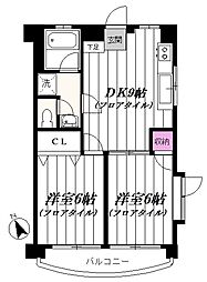 豊玉第2ハイツ 2DKの間取図画像