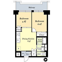 藤和護国寺コープ 2LDKの間取図画像