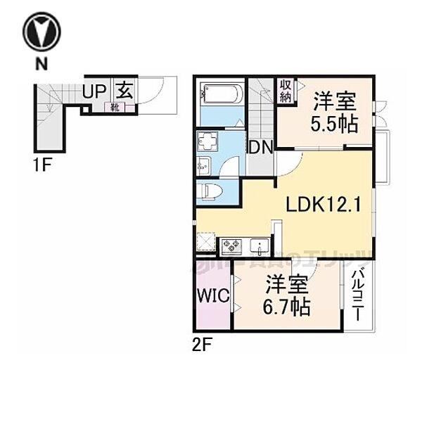 ａｎｔｈｏｌｏｇｉｅ 203｜奈良県大和高田市礒野町(賃貸アパート2LDK・2階・64.14㎡)の写真 その2