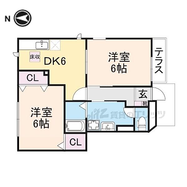 サンセール 103｜奈良県生駒市辻町(賃貸アパート2DK・1階・48.28㎡)の写真 その2