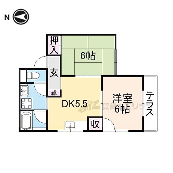 奈良県生駒市松美台(賃貸アパート2K・2階・42.12㎡)の写真 その2