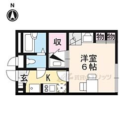 レオパレスプランタ 1階1Kの間取り
