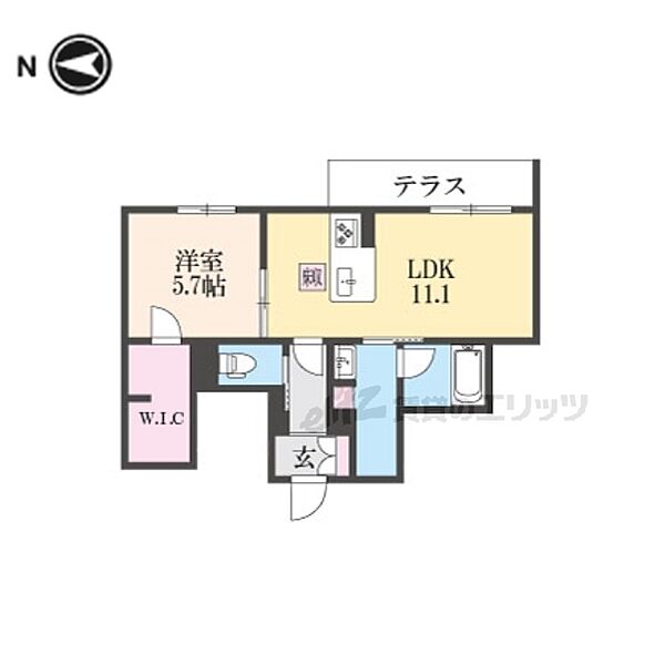 奈良県生駒市中菜畑２丁目(賃貸マンション1LDK・1階・44.97㎡)の写真 その2