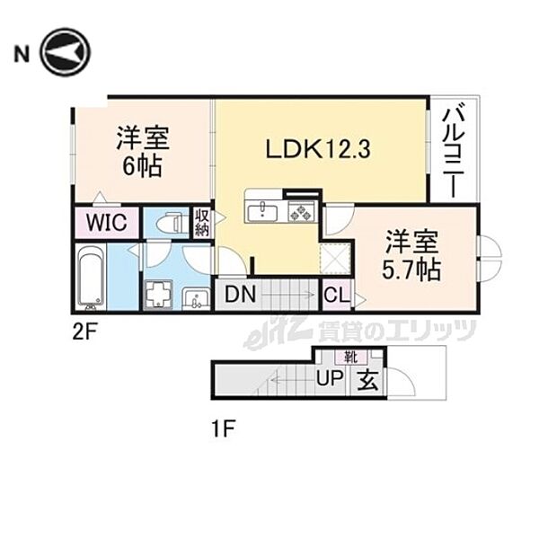 大阪府枚方市走谷１丁目(賃貸アパート2LDK・2階・56.48㎡)の写真 その2