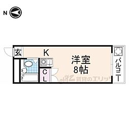 神殿マンション3号棟 4階ワンルームの間取り