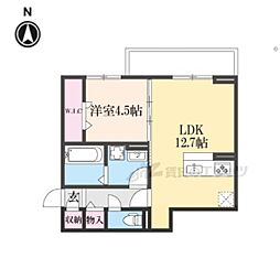 アウスレーゼ高畑 1階1LDKの間取り