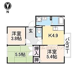 フロレスタ高円 2階3Kの間取り