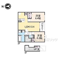 カーサ・リンドペローI 2階2LDKの間取り