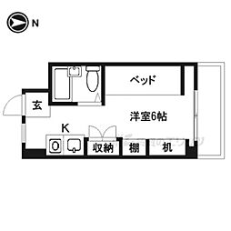 近鉄奈良線 近鉄奈良駅 徒歩5分の賃貸マンション 2階ワンルームの間取り
