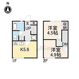 レオパレス枚岡ヒルズ 2階2DKの間取り