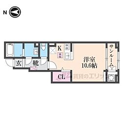 グレイス王寺 1階ワンルームの間取り