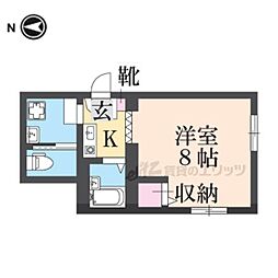 近鉄奈良線 近鉄奈良駅 徒歩10分の賃貸アパート 2階1Kの間取り